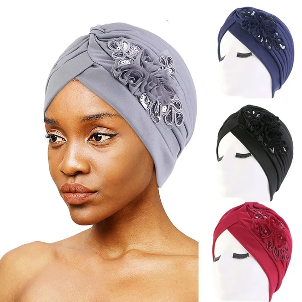 

Women Shine Silver Gold Knot Twist Turban Headbands Cap Autumn Winter Warm Headwear Casual Streetwear Female Muslim Indian Hats