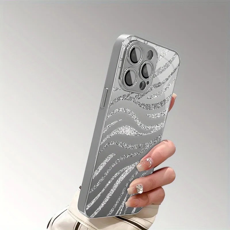Sparkling Zebra Stripes Tempered Glass Phone Case - Shockproof Cover