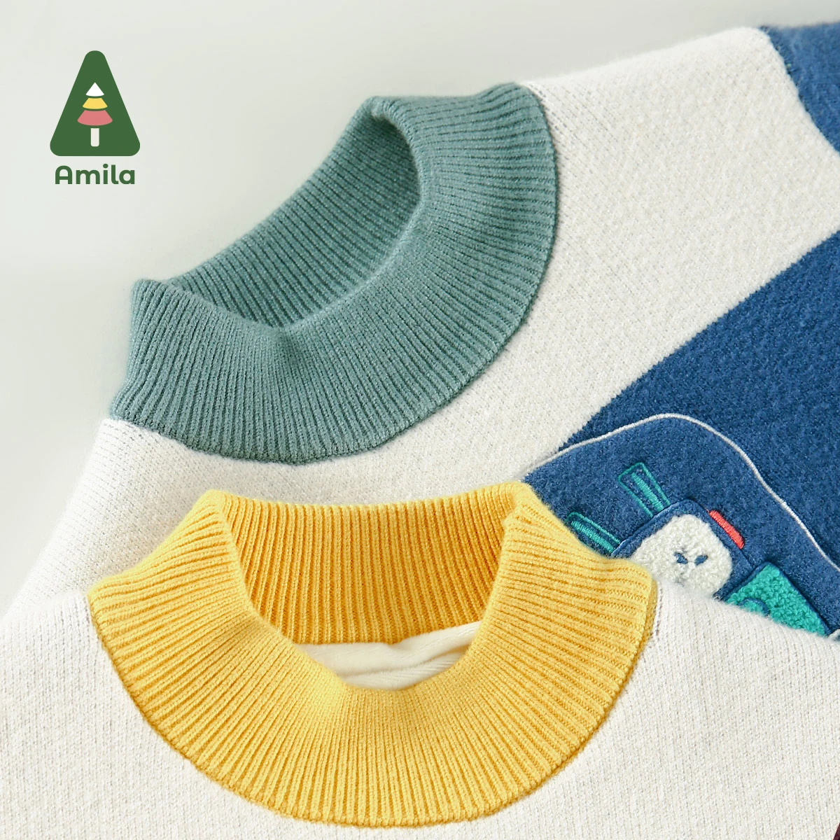 Amila Babieas Sweater Winter Baby Girls Children's Cartoon Embroidered Alien Pattern Tops Boys Casual Fashion Clothing