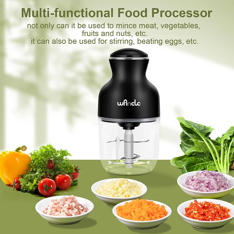 Wancle 0.6L Household Meat Grinder Food Processor Stainless Steel Blade 350W High Power Vegetable Fruit Chopper Kitchen Grinder 2