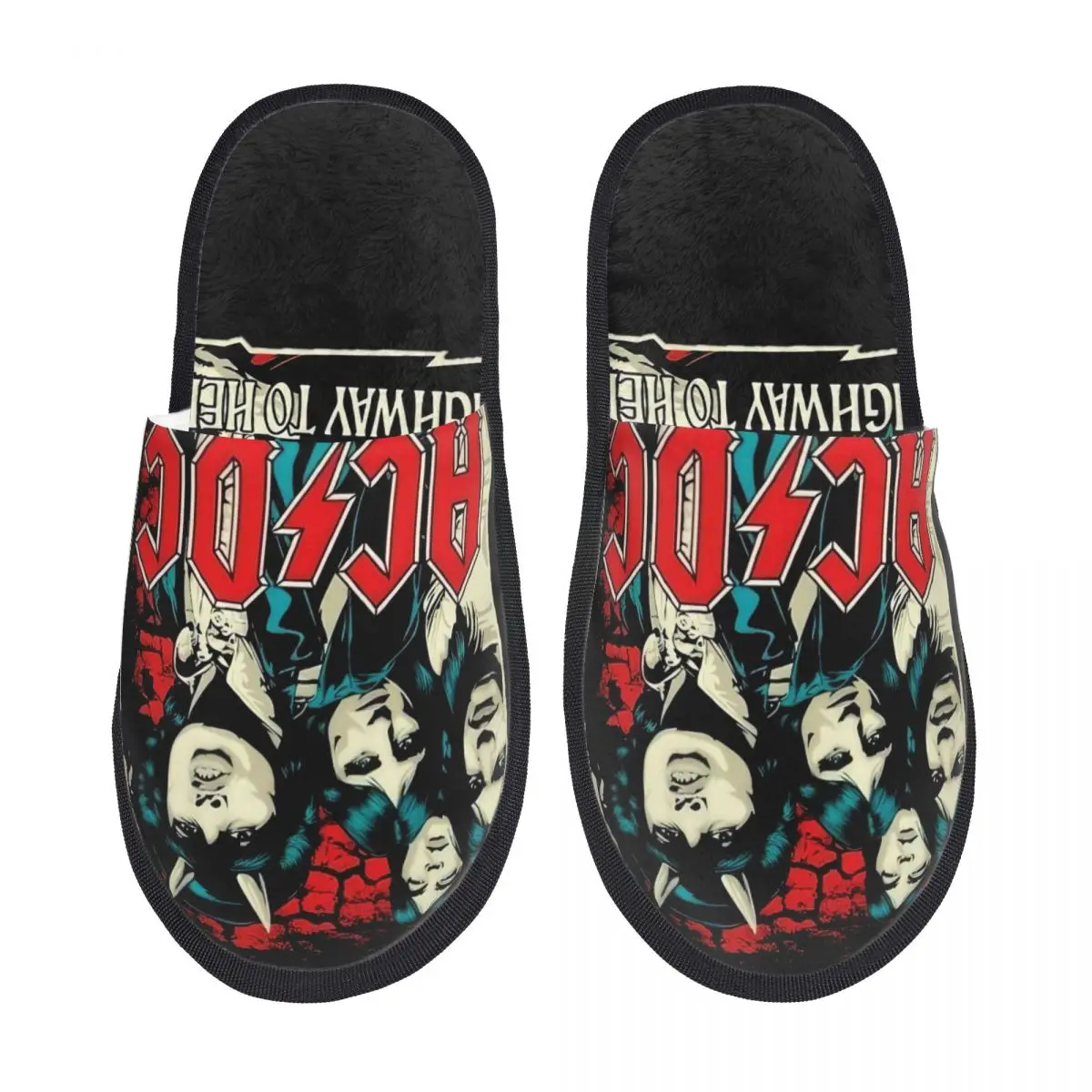 

AC-DC Rock Music Band Slippers Non-skid Cozy Memory Foam Slides Living Room