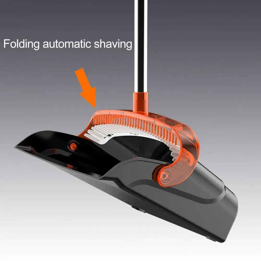 2Pcs/Set Long Handled Dustpan Brush Set With Built-In Comb Teeth 180 Degree Swivel Ergonomic Design Broom Foldable Dustpan Set