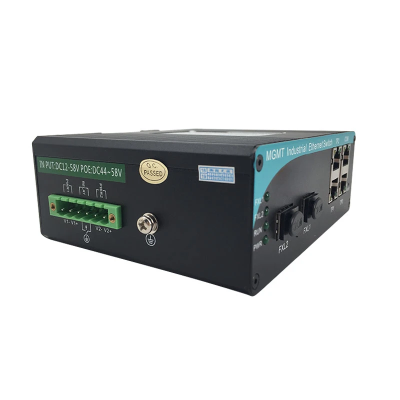 2 *SC Fiber 4 RJ45 10/100/1000Mbps Ring Network Industrial Switch Support Manageable Cascade Connected