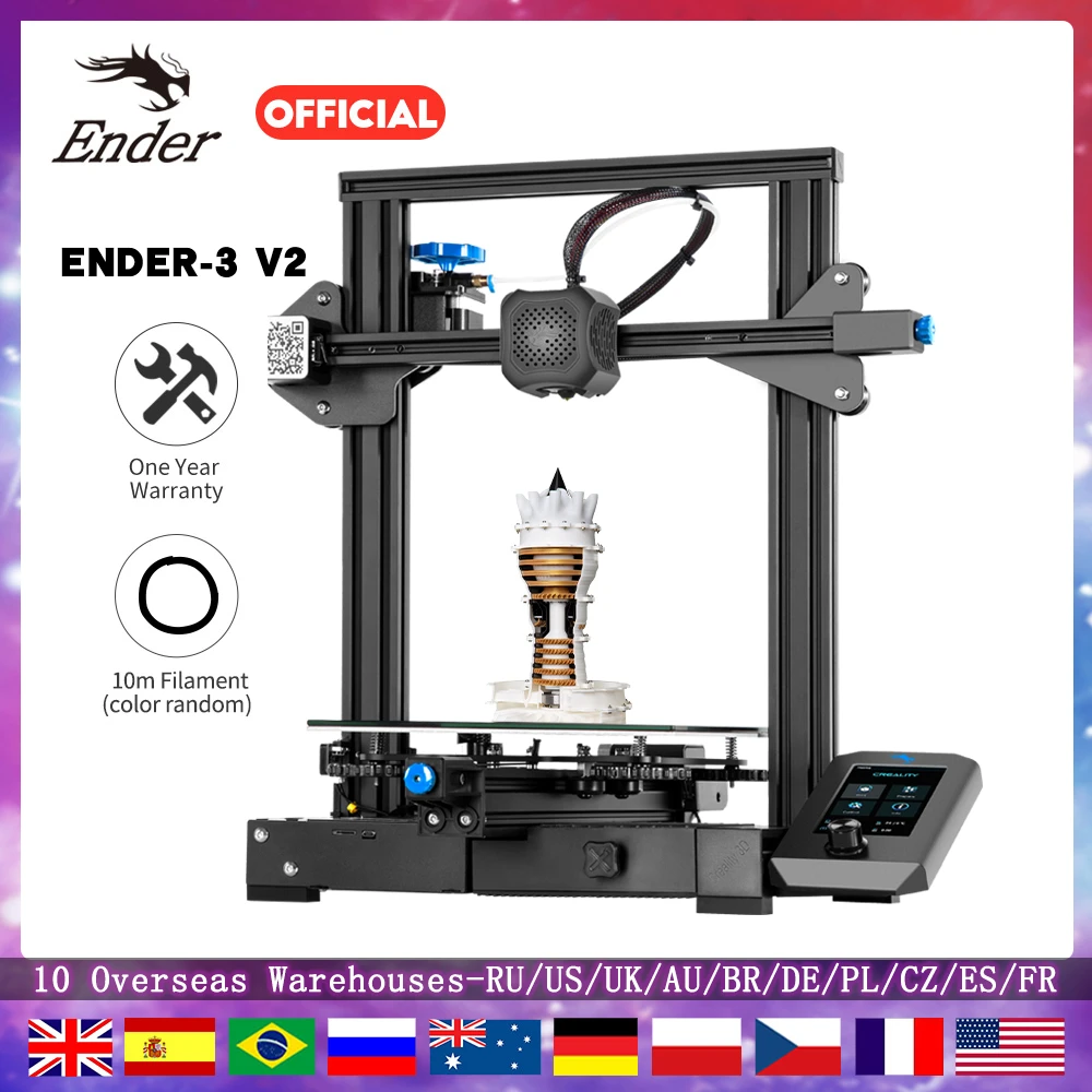 Ender-3 V2 3D Printer Slilent Mianboard TMC2208 UI&4.3Inch Color Lcd Carborundum Glass Bed Creality Printer 3D large 3d printer