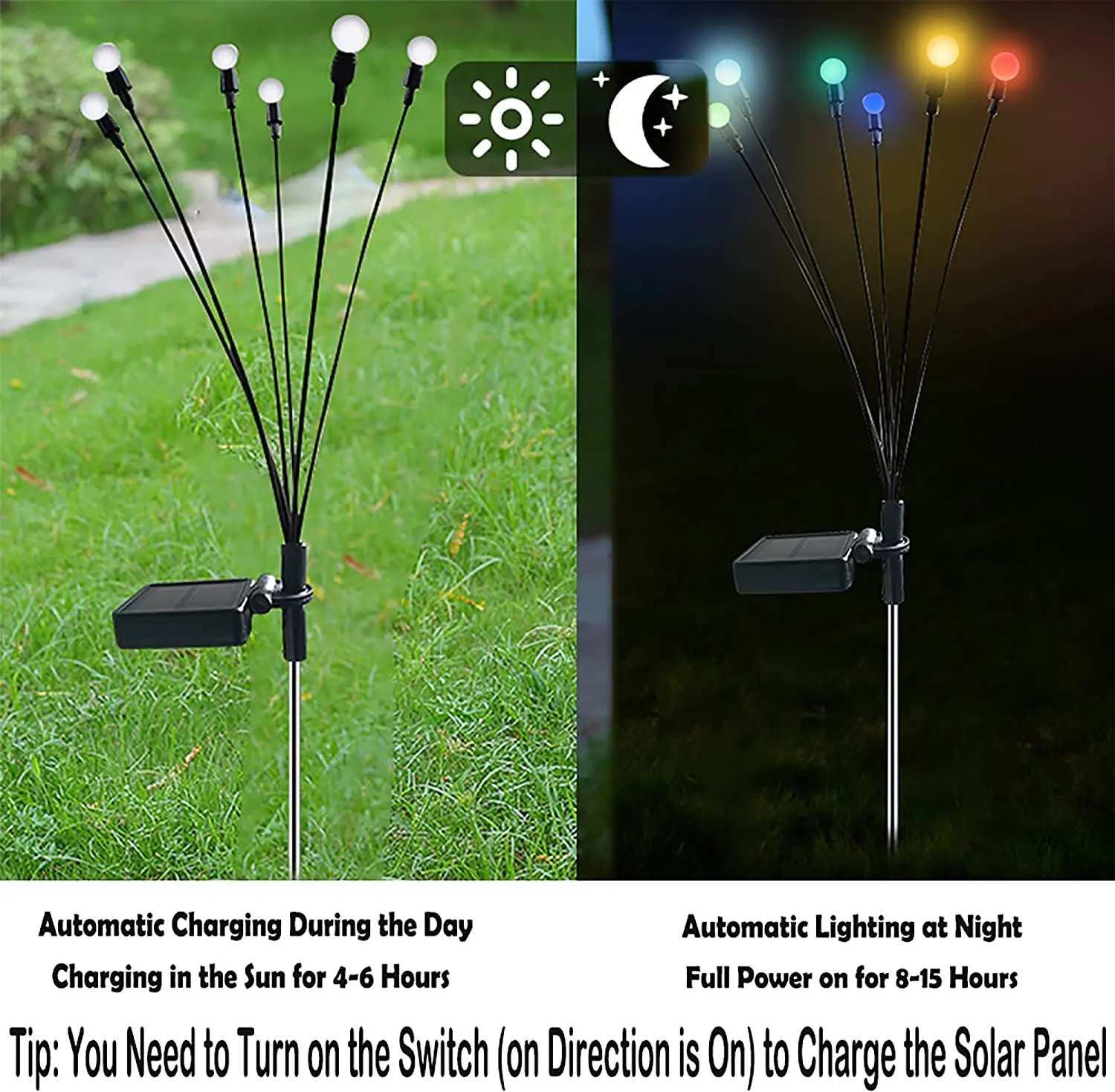 8Pack Solar Firefly Lights 10LED Outdoor Waterproof Swaying Light For Yard Patio Pathway