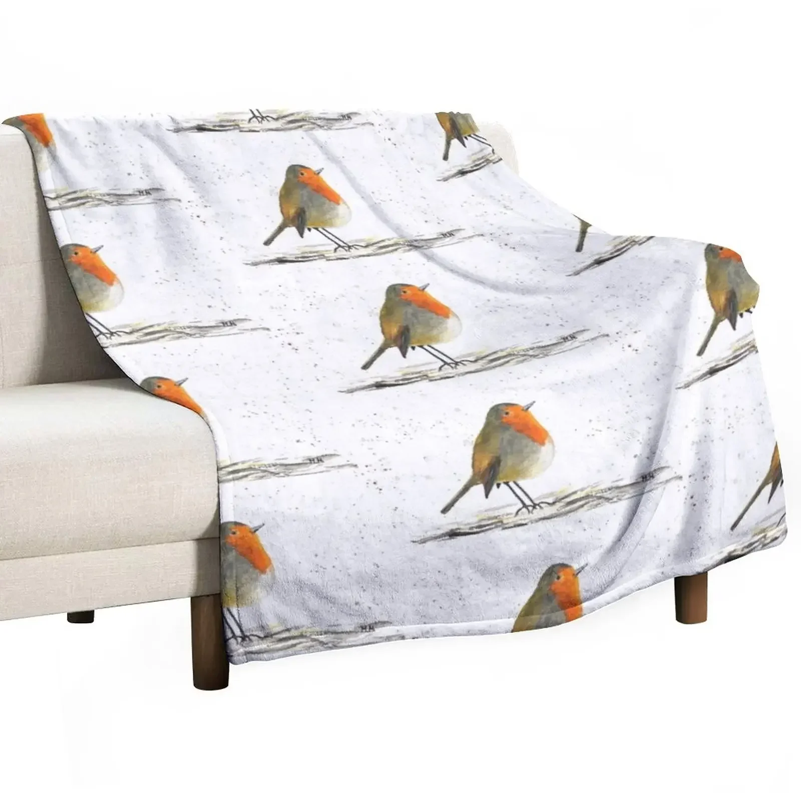 

Robin bird watercolor Throw Blanket Bed covers Summer Blankets