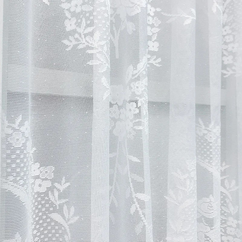 Nordic lace window screen curtain partition pull curtain white embroidered door curtain coffee curtain  home decoration 3