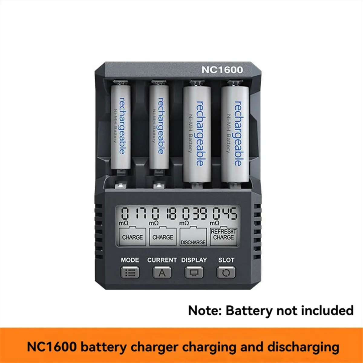 (선물 아이디어) NC1600 스마트 배터리 충전기 4슬롯 15W 3000mAh AA/AAA 배터리용 NiMH/NiCD 배터리 충전기용
