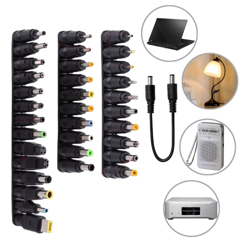 

DC5521 Зарядный кабель Шнур питания 5 В постоянного тока 5,5x2,1 мм Зарядный кабель и 34 адаптера для нескольких устройств