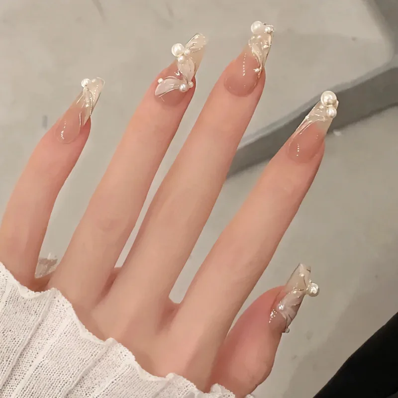 

24pcs Wearable Press On Nails False Nail Full Cover Detachable Finished Nail Patch Nail Art Accessories Faux Ongles Glue Style