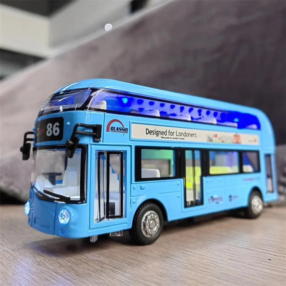 1/36 Double-decker Bus Model Car Toy Alloy Diecast Sound Light