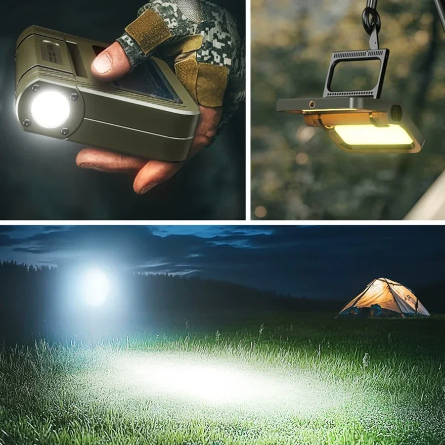 Solar-Campinglaterne 15W LED Wiederaufladbare Taschenlampe Magnetischer Flutlichtstrahler Tragbare Zeltlampe für Angeln und Outdoor-Beleuchtung – Detail 36