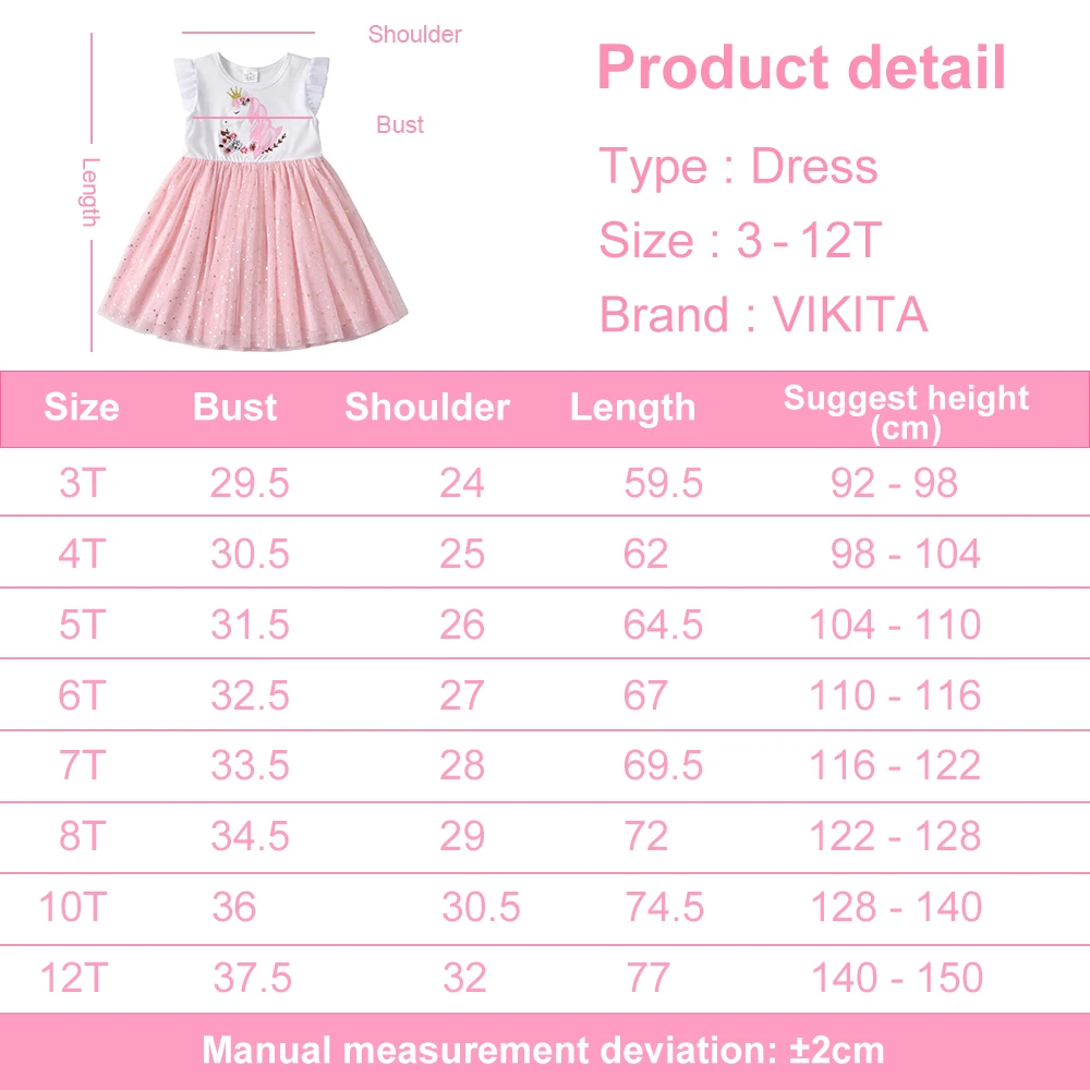 Blush Unicorn Play Dress SIZE GUIDE