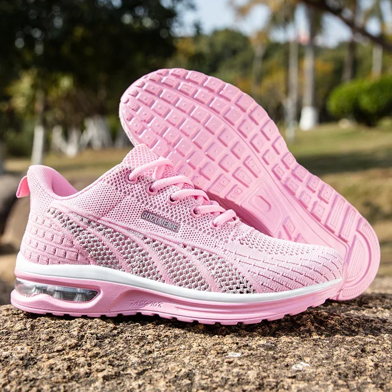 Running Shoes Pink Mesh for Women Comfortable Female Sports Training Sneakers Air Cushion Athlete Jogging Shoes Girl Big Size 42