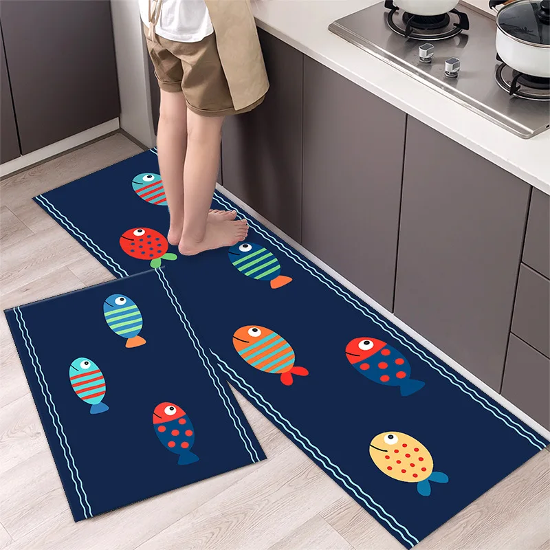 Alfombra de cocina antideslizante moderna para el hogar, alfombra suave de dibujos animados simple a la moda, alfombra de baño de tira larga, felpudo de entrada lavable y duradero