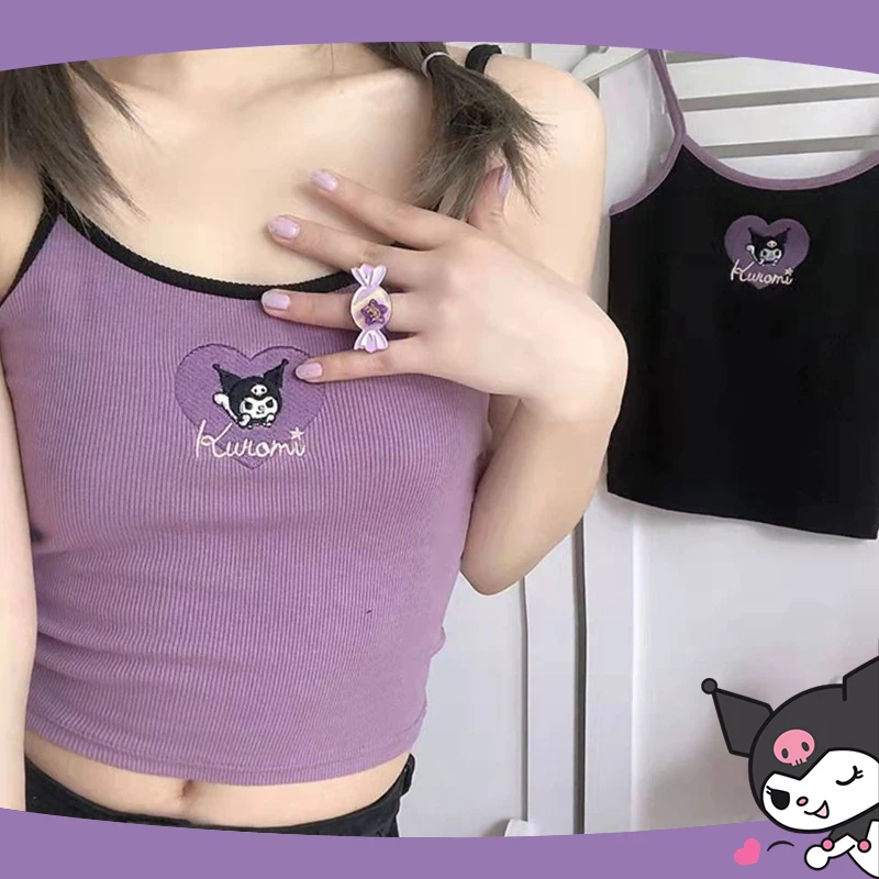 

Новый милый короткий жилет Y2K Kitty из мультфильма Hellokitty с принтом ультра-короткий сексуальный жилет Слинг для женщин аниме мультфильм охватывающие горячие девушки