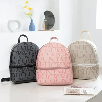 PU Leather Small Backpack Daily Purse Sling Bags For Women Fashion Letter Printed Ladies Back Pack Shoulder Messenger Bag 1