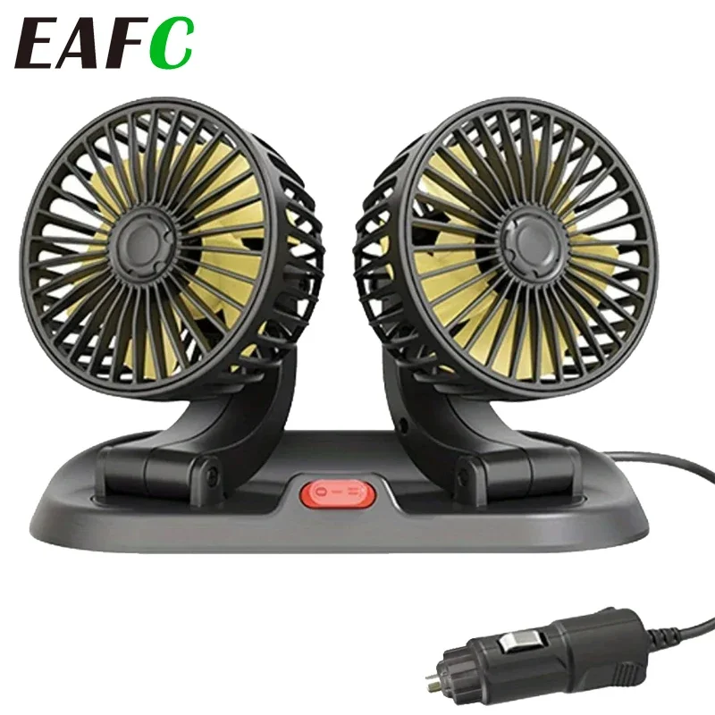 

EAFC 5V 12V 24V Car Cooling Fan 360 Ang Adjustable Dual Head Air Fan USB 2Speeds Automotive Electric Fan For Dashboard RV Truck
