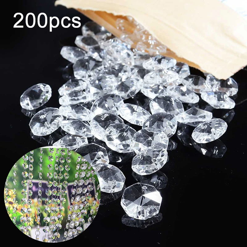 

200pcs Clear Acrylic​ Pendant Light Faceted Home Furnishing Hanging Decorations For Living Room 14mm