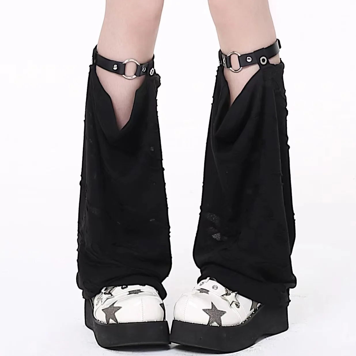 Summer Y2k Letter Wide-leg Sleeve Hot Chick Punk A Sense of Brokenness Student Lovely Mid-rise Socks Gothic Pile Up Sock Covers