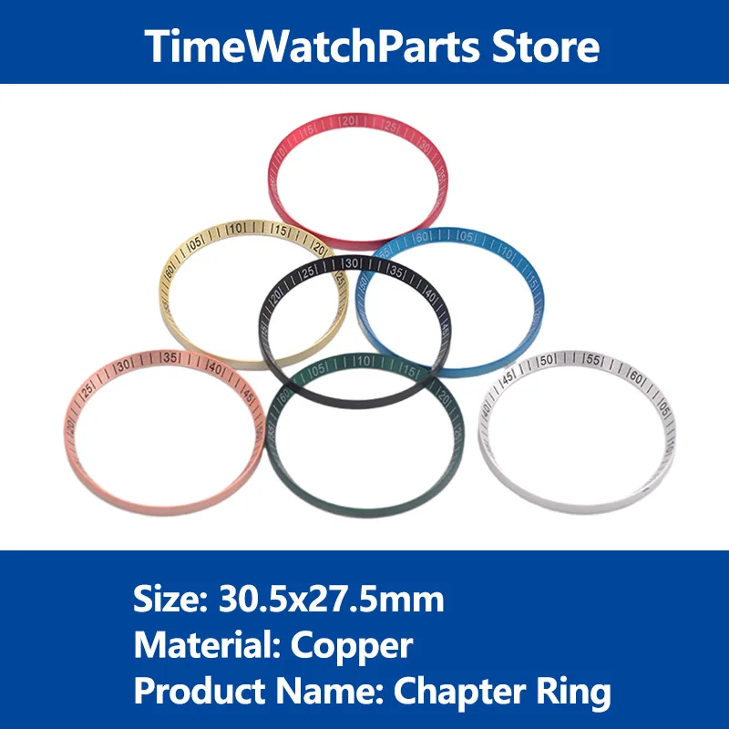 

30.5x27.5mm Watch Chapter Ring Copper Inner Ring for SX007 SRPD Case Diving Watch NH35 NH36 Movement for Seiko Watch Mod Parts