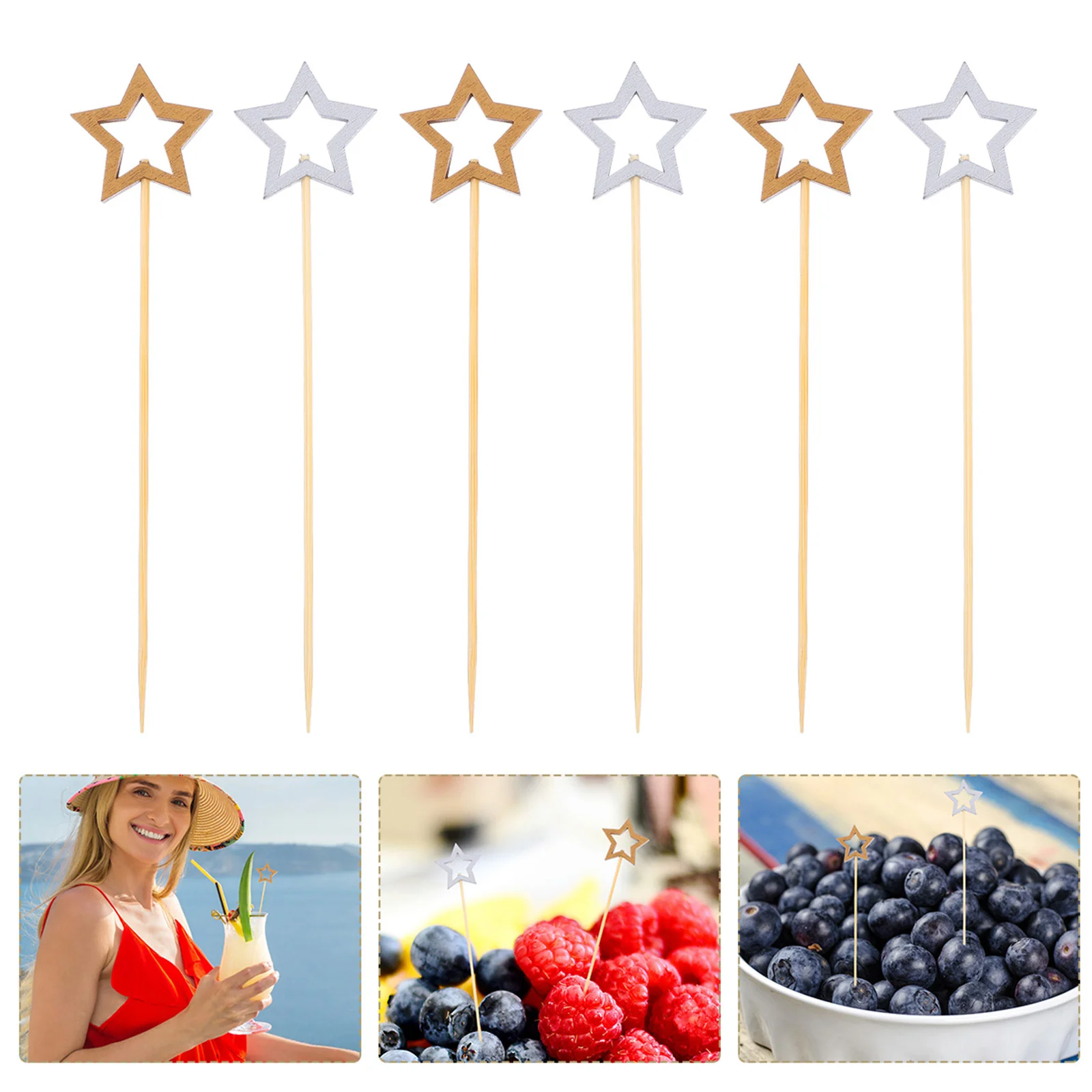 

Disposable Fruit Pick Dessert Cake Topper Fruit Sticks Cocktail Pick Cocktail Decor for Party