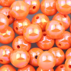 Vibrant 16mm Round UV Glitter Acrylic Beads for DIY Jewelry and Accessories (Orange)