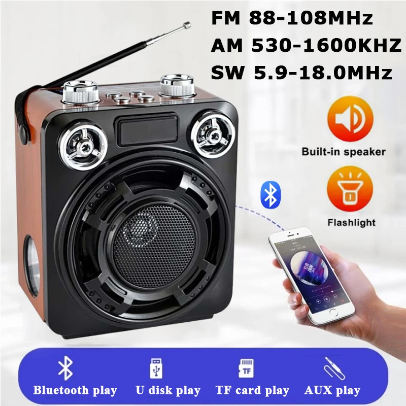 MiniPortableFMAMSWRadioStrongSignalRadioReceiverBluetooth