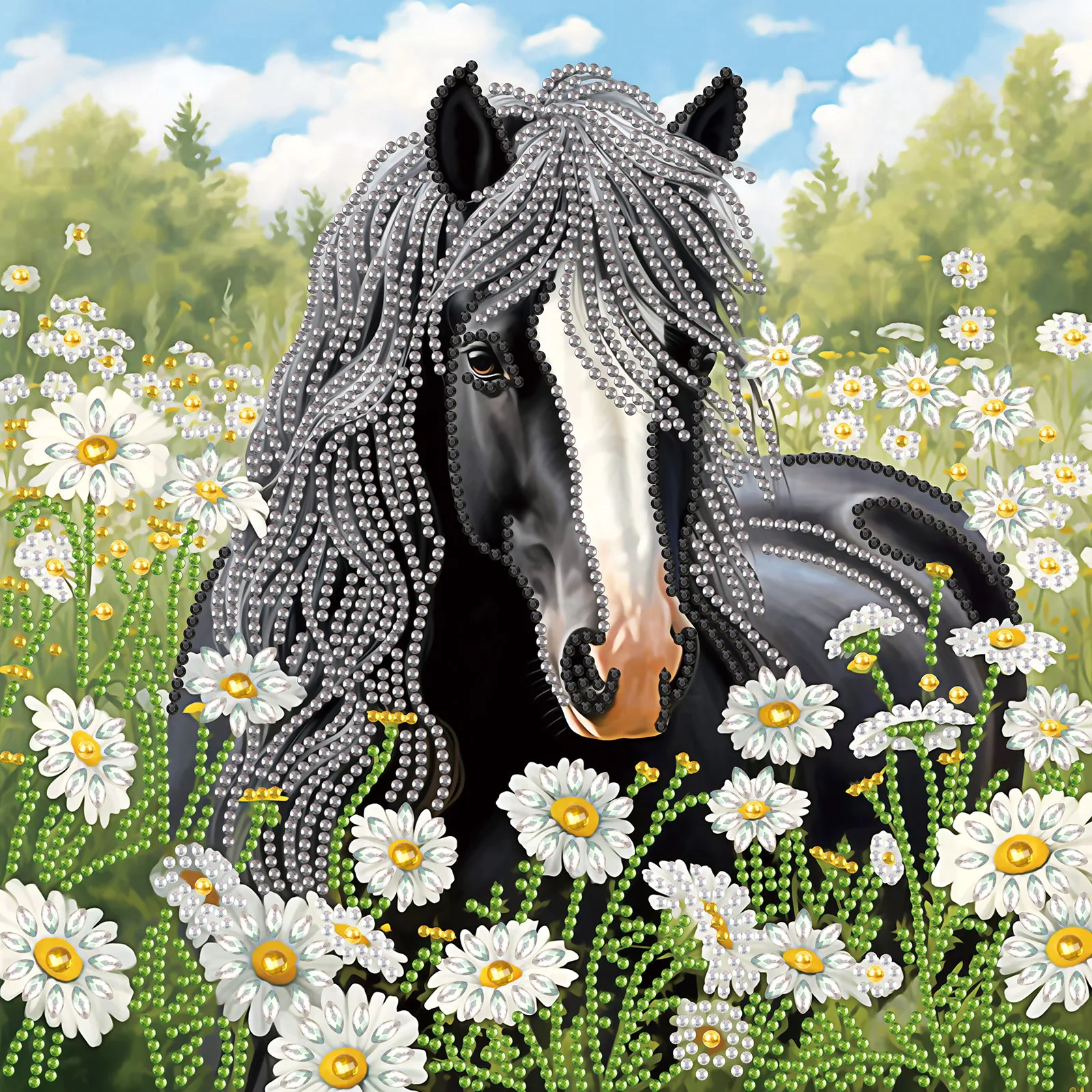DIY Horse and Flower 5D Special Shape Diamond Art Kits for Beginners Diamond Art Painting Kits for Home Wall Decoration Gift