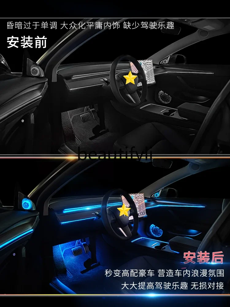 Applicable to 21 MODEL3/Y ambient light modified interior atmosphere light rotating tweeter cover upgrade
