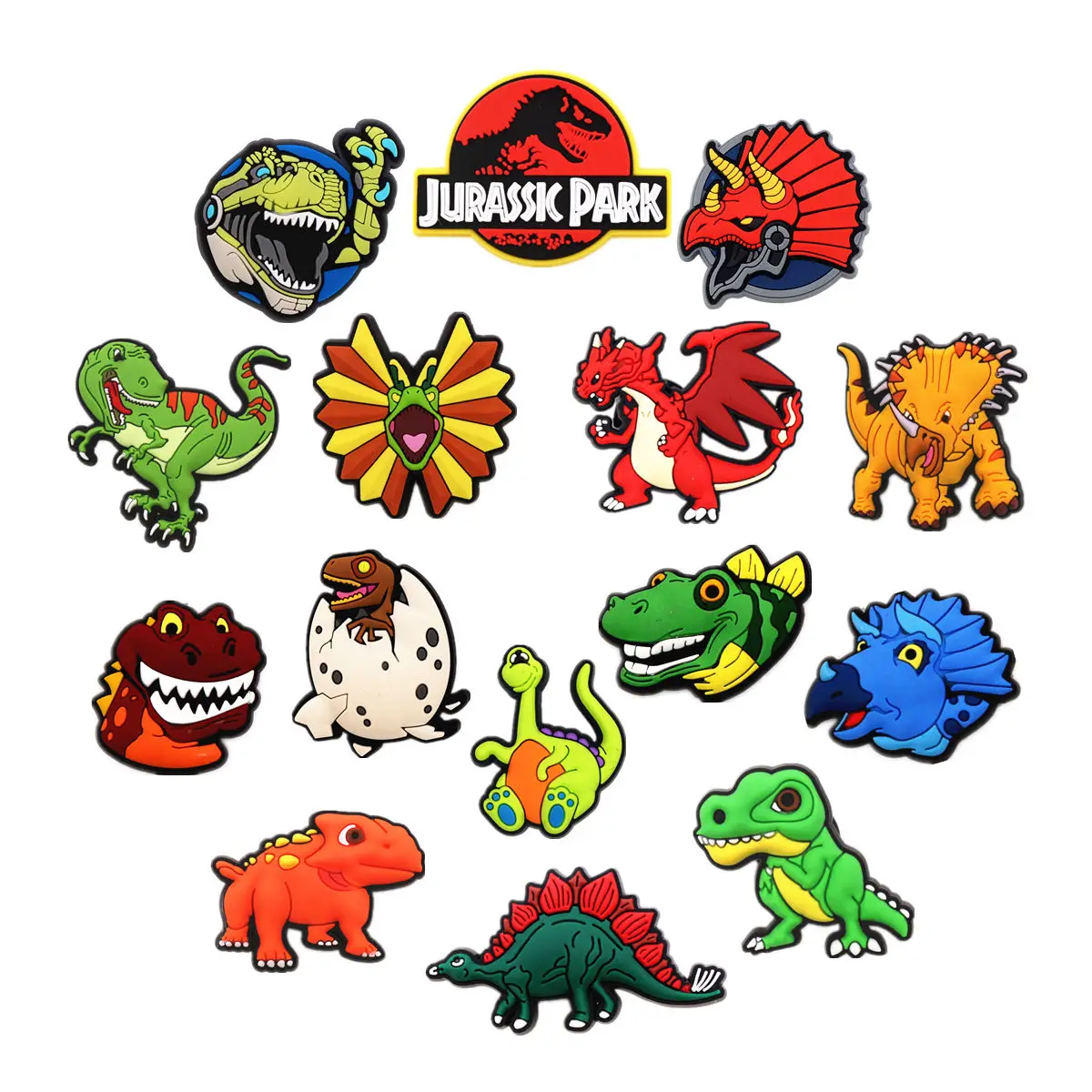 쥬라기 공원 PVC 신발 장식, 디자이너 신발 어퍼 버클 액세서리, 공룡 모양 나막신 핀 클립, 정품, 1 개 