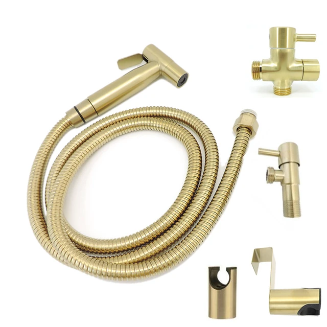 Brushed Gold WC Toilet spray gun bidet sprinklers stainless steel Sprayer shower  head Hook holder valve Bathroom accessories t1 - AliExpress