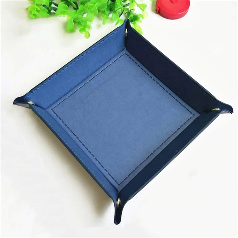 Storage Tray Creative PU Leather Valet Trinket Folding Tray Collapsible Phone Key Wallet Coin Desktop Storage Sundries Box Bins Accessories storage tray kitchen tray