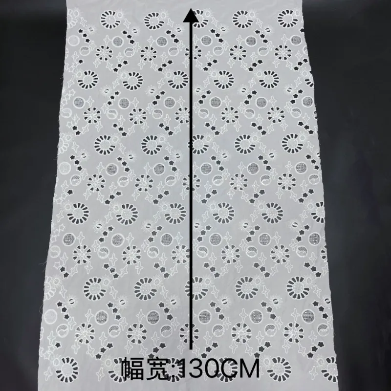 1 yard Full of Milk Silk Chiffon Embroidered Stars Sunflower Children's Clothing Lace Fabric
