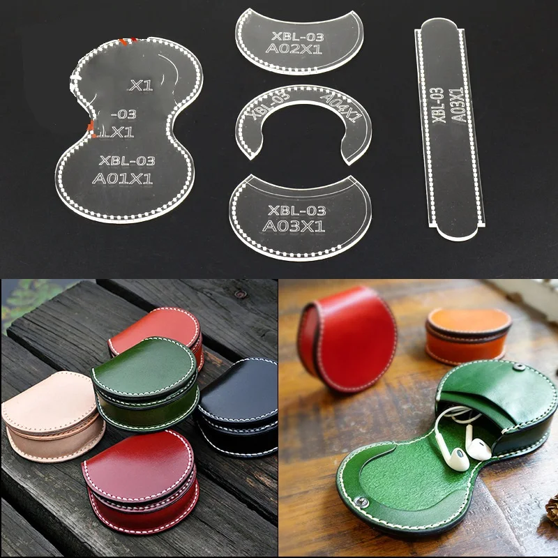 Transparent Leather Craft Acrylic Purse Vintage Wallet Bag Pattern Stencil Template outil pour le cuir Tool DIY Set