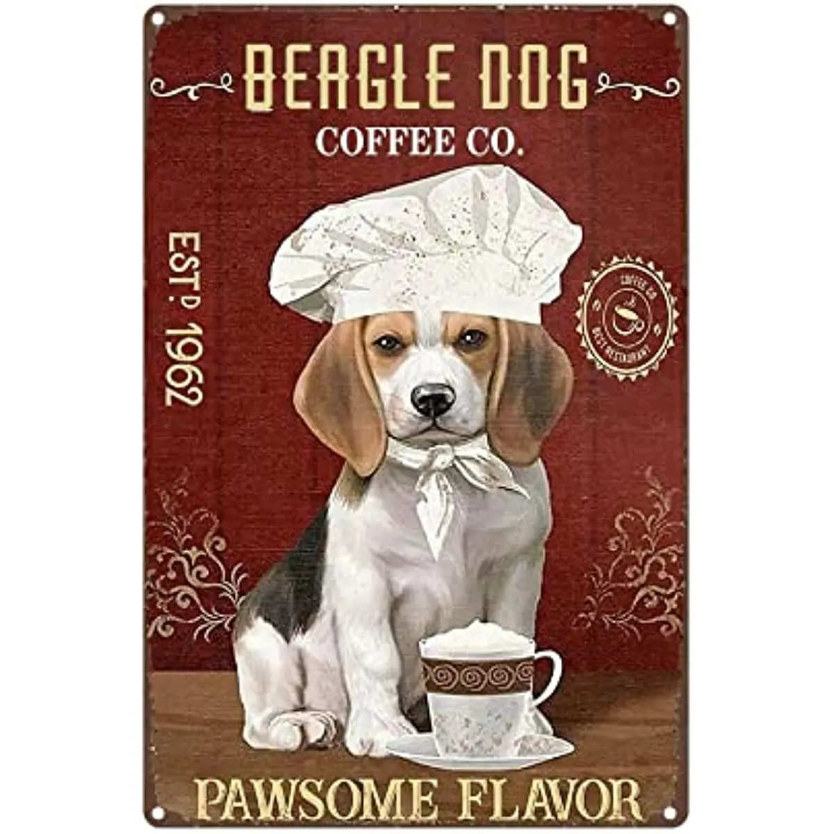 Retro Beagle Dog Coffee,Metal Tin SignCoffee Shop Country Home Decor for Home Living Room Kitchen Bathroom Decoration,Dog Sign retro home decoration metal tin sign give me the sea home living room bedroom wall decoration metal plate 8x12 or 12x16 inches