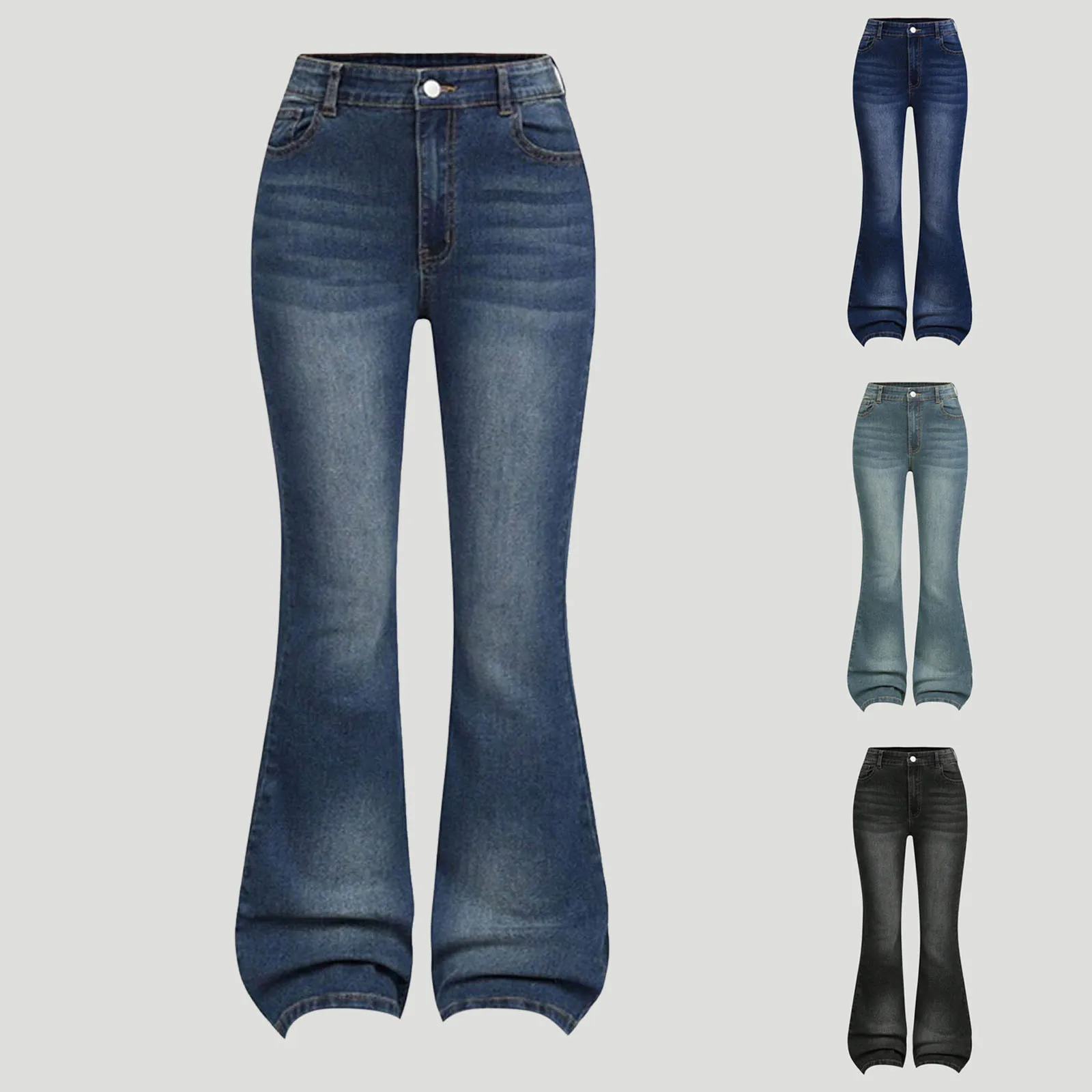 ملابس الفتيات الصغيرات للأطفال توين جينز متوهج طويل جرس سفلي واسع الساق من قماش الدنيم سروال ضيق متوهج سروال فستان للفتيات الصغيرات