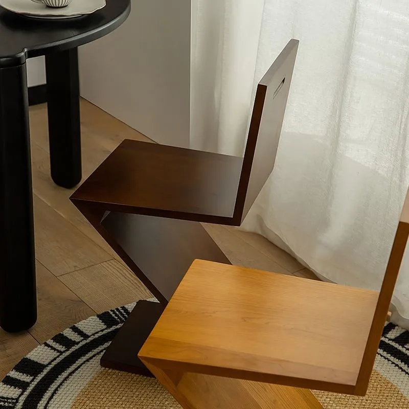

Nordic Luxury Household Dining Chair Chinese Style Solid Wood Z-shaped Chair Modern Simple Creative Chair with Backrest LE663
