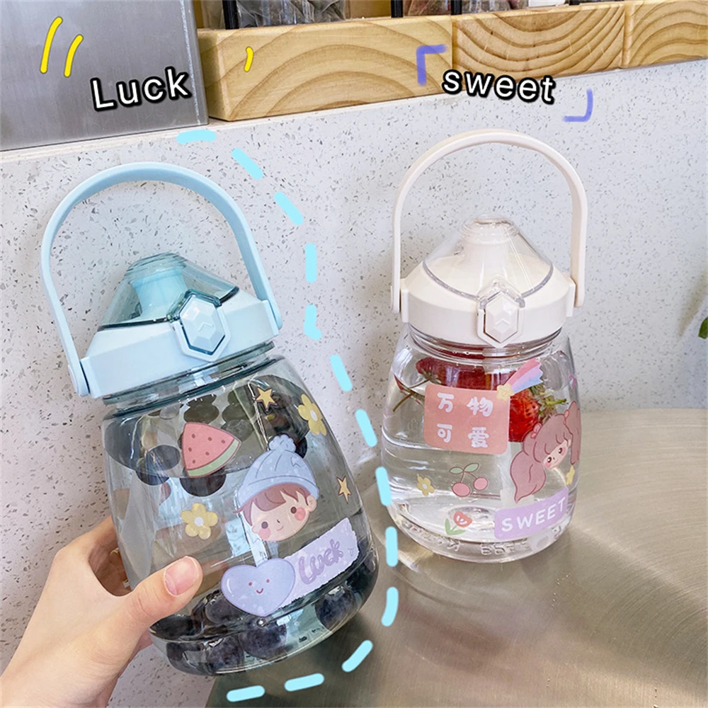 1100ml Water Bottle Large-capacity Cute Gradient Bear One Click Open Child  Bottle Kids Girls Drinkware for Home Office School - AliExpress