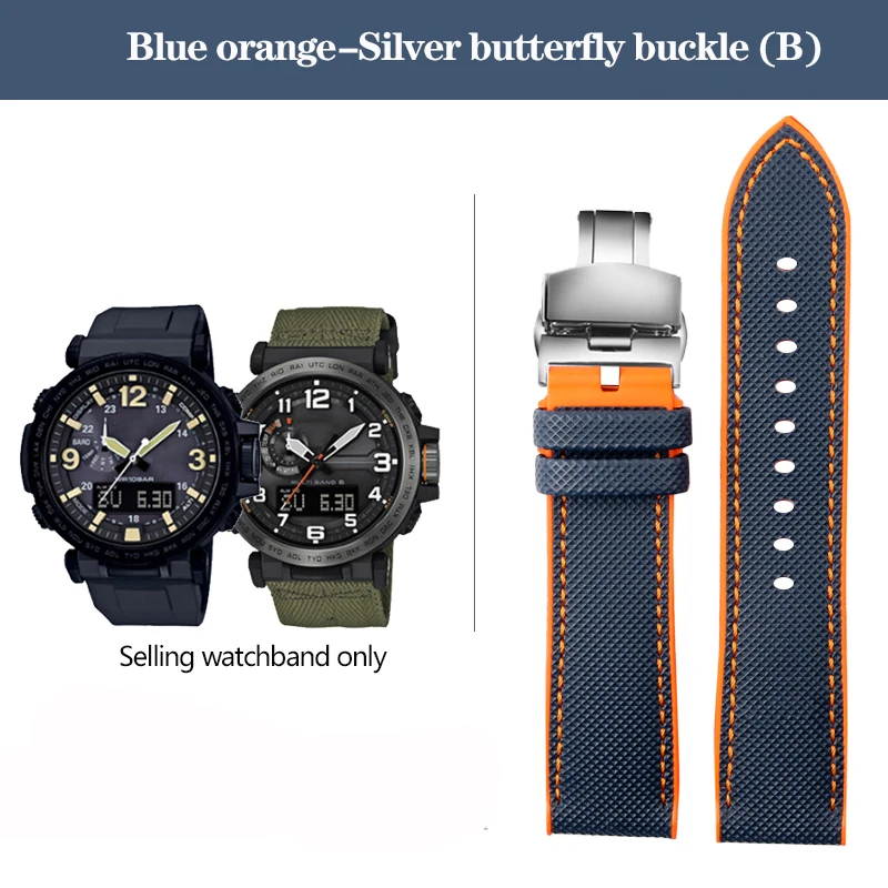 Durable Nylon Rubber Bottom Sports Watchband - 24mm Canvas Silicone Strap
