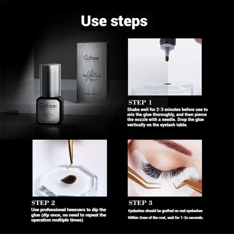 Eyelash Glue Gollee Master Glue 0.5 Sec Low Humidity Eyelash Extension Adhesive Vegan Black Hypoallergenic Lashes Glue Waterproof Lashes