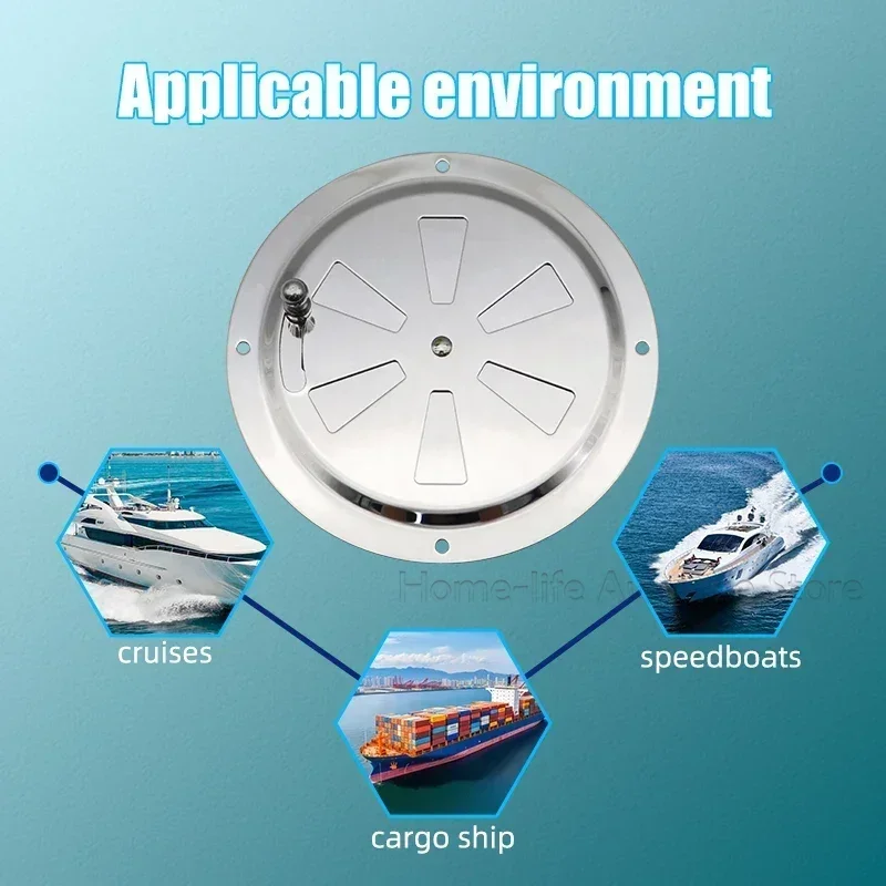 Air Louver Vent 125mm Stainless Steel 316 Boat Marine Round Grille Ventilation Louvered Ventilator Grill Cover Side Knob Opening