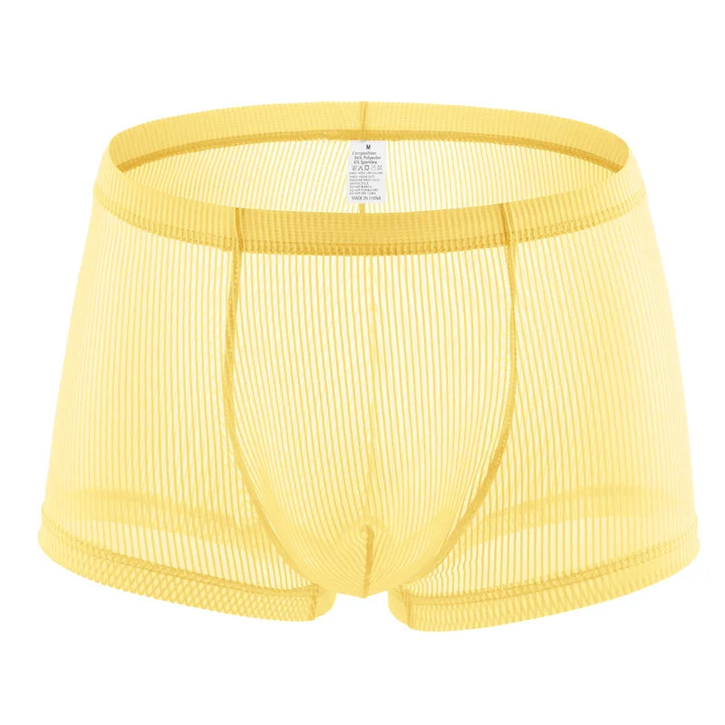 5PCS Wholesale Men Underwear Sexy Transparent Stripe Boxer Briefs Low Rise Underpants Fashion Mens Shorts Underwear Boxershorts