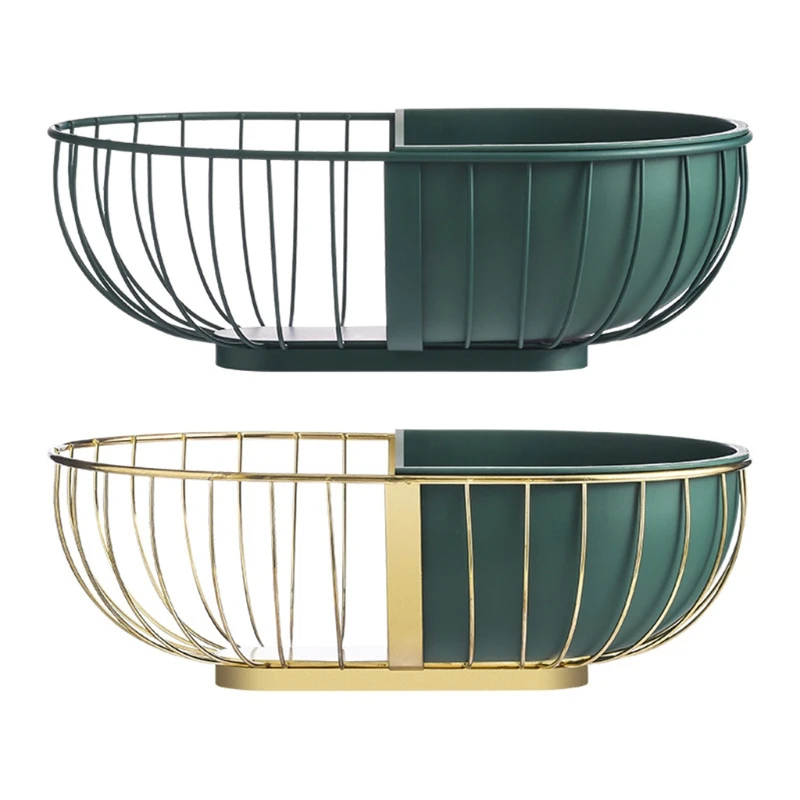 

European Wrought Iron Fruit Basket Metal Wire Hollow Out Drain Bowl Snacks Storage Dish Stand for Living Room Kitchen Dropship