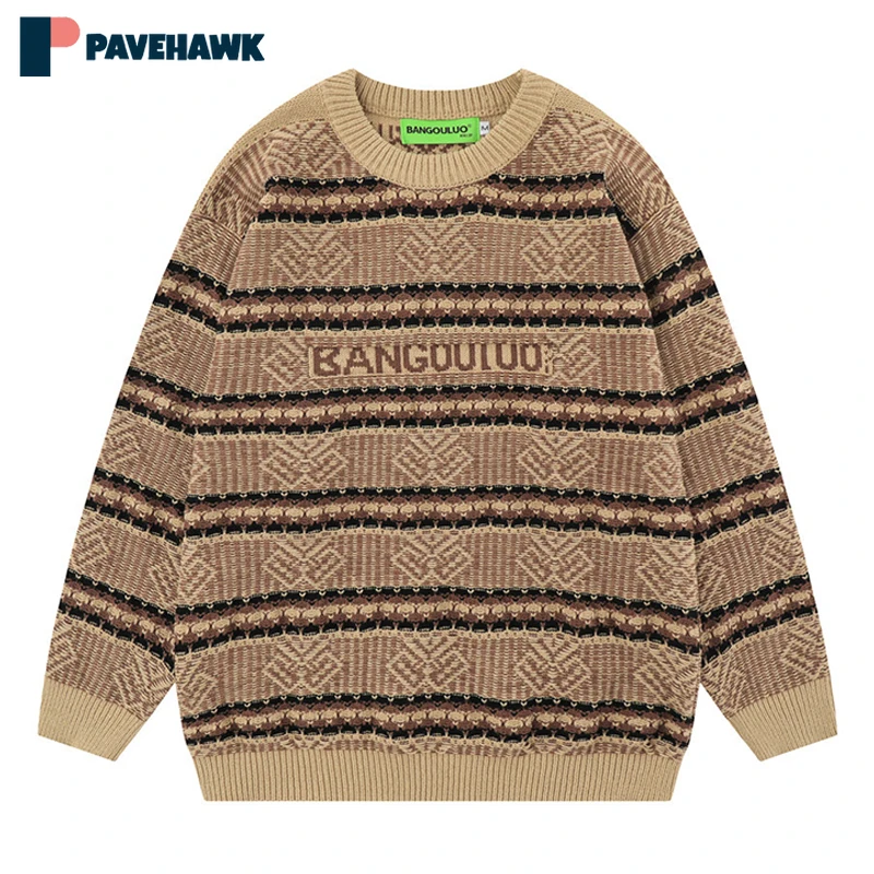 

Hip Hop Knitted Jumper Sweaters Men Winter Casual Stripe Oversized Sweater Clothes Harajuku Fashion Pullovers Women Y2K Clothing
