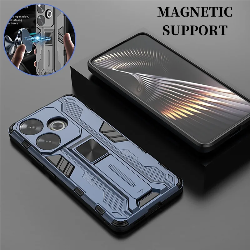Magnetic Holder Kickstand Armor Cover with Silicone Protection