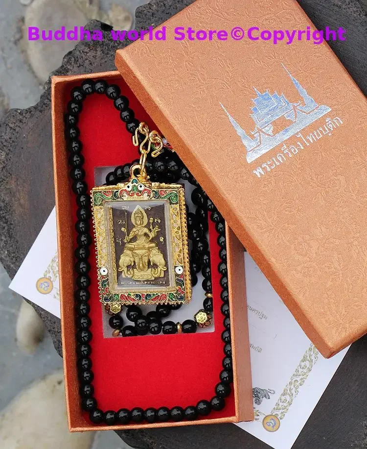 Southeast Asia Thailand Temple Efficacious talisman safe GOOD LUCK four-faced Buddha Ganesh God Buddha card Pendant Amulet 5