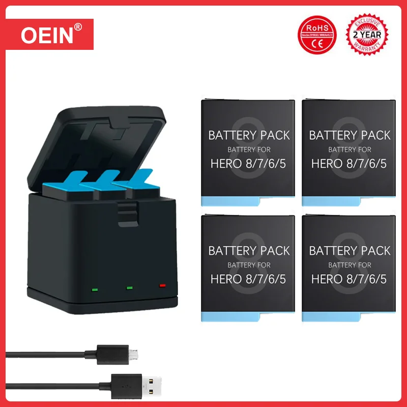 

1220mAh Battery for GoPro Hero 7 hero 6 hero 5 Black Battery or Triple Charger for Go Pro Hero7 6 hero5 Black camera battery