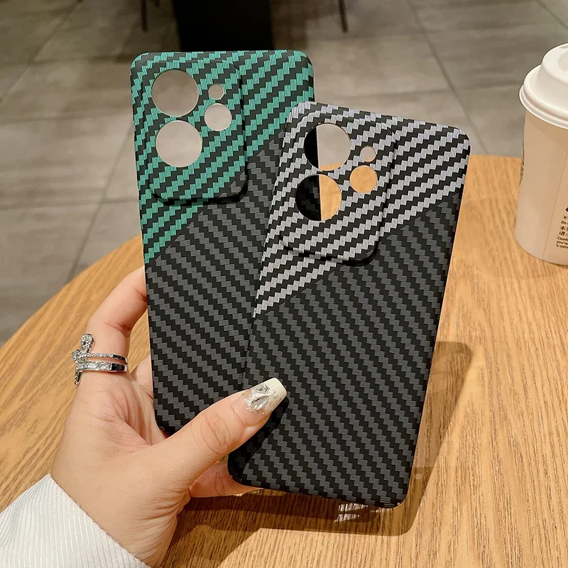 Carbon Fiber Texture Matte Hard Case - Shockproof Bumper Cover