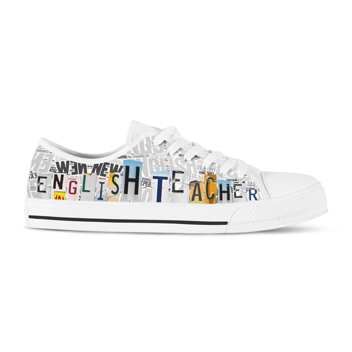 License Plate English Teacher Spring Autumn Women Low Top Canvas Shoes For Students Woman Casual Walking Canvas Sneakers